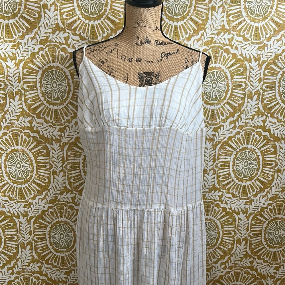 NWT Free People Marigold Gauzy Plaid Tiered Maxi Dress in Canvas Combo Sz XL - Picture 9 of 16